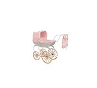 Bella Rosa Cambridge Carriage Pram | Pink Traditional Carriage Pram Dolls Pram Rose Gold Wheels | Kids Travel System With Matching Pillow And Blanket