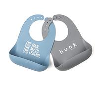 BELLA TUNNO 2Piece Pack The Man .Hunk Wonder Bib Set, Blue/Grey