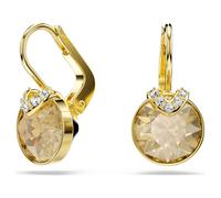 Swarovski Bella V drop earrings, Round cut, Gold-tone plated