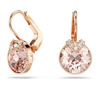 Bella V drop earrings, Round cut, Gold tone, 18K rose gold finish
