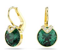 Swarovski Bella V Drop Earrings, Green Round-Cut Crystals in a Gold-Tone Finished Setting, Part of the Swarovski Bella Collection