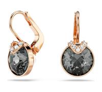 Bella V drop earrings, Round cut, Grey, 18K rose gold finish