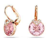 Bella V drop earrings, Round cut, Pink, 18K rose gold finish