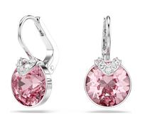 Bella V drop earrings, Round cut, Pink, Rhodium plated