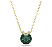 Bella V pendant, Round cut, Green, 18K gold finish