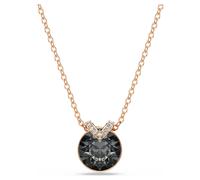 Bella V pendant, Round cut, Grey, 18K rose gold finish