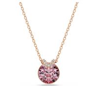 Bella V pendant, Round cut, Pink, 18K rose gold finish