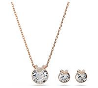 Bella V set, Round cut, White, Rose gold-tone plated