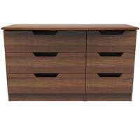 Bella Walnut Effect 6 Drawer Midi Dresser