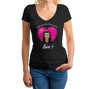 Bella Where The Hell Have You Been loca? Women's V-Neck Black Shirt Size S