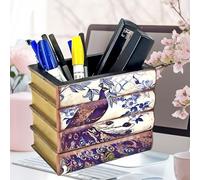 Bellaa 22494 Pen Pencil Holder Cell Phone Stand Desk Office Organizer Container Cup Pot Multi Purpose Caddy Distressed Retro Rustic Vintage Old World Shabby Chic