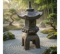 Bellaa 24429 Pagoda Stupa Zen Garden Decor Lawn Ornament Nara Japanese Style Asian Temple Lighthouse Oriental Lantern Toro Outdoor Statue Polyresin Brown 17 Inch