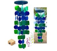 Bellaa 24858 Wind Chimes Outdoor Home Decor Garden Patio Lawn Yard Green Blue Large Outside Windchimes Capiz Sea Glass Shells Unique Gifts for Mom Grandma Woman Sympathy Memorial Remembrance