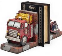 Bellaa Decorative Books Bookends Vintage Antique Fire Truck Engine Brigade Wagon Book Ends Holder Heavy Stoppers Bookshelf Shelves to Hold Books Library Shelf Dividers Home Decor