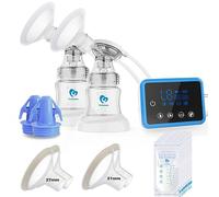 Bellababy Double Electric Breast Feeding Pumps with 21mm,24mm,27mm Flanges,Touch Screen,Pain Free Strong Suction 4 Models 9 Levels Strength (Blue)
