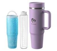 Bellababy Portable Breast Milk Cooler Bottle for Outdoor, 24H+ 360° All-Round Cooling Breast Milk Chiller with 18oz BPA-Free Bottle, Multi-Use 50oz Insulated Tumbler with Handle (Purple, Large)