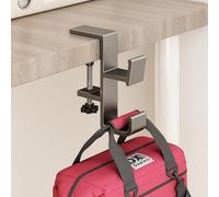 BellaBlend Schreibtisch Hook for Bags, Bag Hook for Table, Aluminium Under-Desk Handbag Hanger, Desk-Mounted Backpack Holder, Umbrella, Headphone Holder - Grey