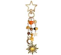BellaBlend Sonne und Mond Keyring with Colourful Star Beads and Gem Pendant, Y2K Aesthetic Bag Charm for Women and Men, Handbag and Backpack Decoration