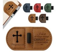 BellaBlend Vergangenes Mark: Personalised Magnetic Leather Bookmark with Pen Holder - Inspirational Bible Verse Design, Unique Bookmark for Book Lovers (Brown-Philippians 4:13)