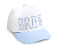 BellaBlend Weiß + Blau Braut Trucker Hat | Hen Party Accessories Bride Headwear Bach Party Decorations Bridesmaid Gift Wedding Cap, White/Opulent Garden