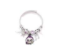 BellaBlend Witch Idol Bracelet - K-Pop-inspired bracelet with purple character and crystal charms - Open stainless steel bracelet for women, fans & collectors
