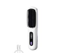 Bellabrush Pro, Bellabrush Pro Hair Brush, Portable Cordless Hair Straightener with Heated Comb, Ionic Hair Straightener for All Hair Types (White)