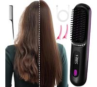 Bellabrush Pro Brush, Cordless Hair Straightener Comb, Heated Hair Brush, Lonic Portable, Even Heating, 3 Temperature Settings, Long Battery Life, Suitable for All Hair Types (Black)