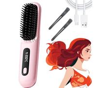 Bellabrush Pro Hair Brush, Go Brush Pro, Bella Pro Brush for Hair, Bella Brush Pro Hair Straightener Brush, Portable Straightener Brush - Gobrush Pro (Pink)