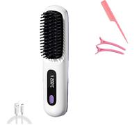 Bellabrush Pro Hair Straightener Brush, Bellabrush Portable Straightener Brush Heated Hair Comb,Bella Brush Pro Brush for Hair, for All Hair Types (White)