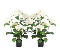 Bellacat 2ft(64cm) Faux Hydrangea Tree with White Flowers, Artificial Hydrangea Plant with Lifelike Leaves, Fake Hydrangea Bush Flower Tree for Porch Patio Living Room Indoor & Outdoor Decor, 2Pack