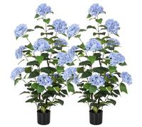 Bellacat 4ft(120cm) Faux Hydrangea Tree with Blue Flowers, Artificial Hydrangea Plant with Lifelike Leaves, Fake Hydrangea Bush Flower Tree for Porch Patio Living Room Indoor & Outdoor Decor, 2Pack