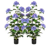 Bellacat 4ft(120cm) Faux Hydrangea Tree with Purple Flowers, Artificial Hydrangea Plant with Lifelike Leaves, Fake Hydrangea Bush Flower Tree for Porch Patio Living Room Indoor & Outdoor Decor, 2Pack