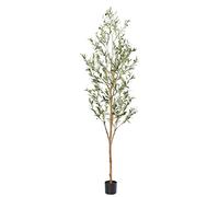 Bellacat Faux Olive Tree - 7ft(214cm) Artificial Indoor with Natural Wood Trunk and Realistic Leaves and Fruits - 7 Feet(84in) Fake Olive Tree for Home House Office Décor