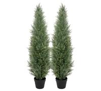 bellacat UV Resistant Artificial Topiary Trees Outdoor, Faux Cedar Tree with Full & Realistic Leaves, Fake Cypress Tree for Front Door Proch Patio Deck Balcony Yard Decor(120cm, 2Pack)