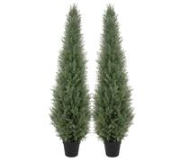 bellacat UV Resistant Artificial Topiary Trees Outdoor, Faux Cedar Tree with Full & Realistic Leaves, Fake Cypress Tree for Front Door Proch Patio Deck Balcony Yard Decor(150cm, 2Pack)
