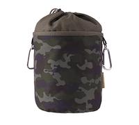 bellaCott Portable Cotton Clothes peg Bag for Hanging up with 2 Sturdy Carabiner Hooks, Drawstring Closure and Metal Stopper for Storing Clothes pegs, Ø 17 cm x 28 cm, Design: Camouflage