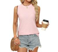 BellaDila Womens Eyelet Dressy Casual Sleeveless Tank Tops Loose Crew High Neck Spring Summer Blouses Shirts for Women 2026