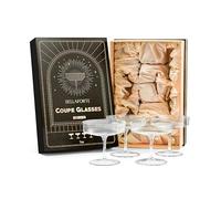 BELLAFORTE Champagne Coupe Glasses, Espresso Martini Glasses | Set of 4 | 7 oz Classic Cocktail Glasses, Fluted Glassware Crystal with Stem for Manhattan, Cosmopolitan in Premium Gift Box