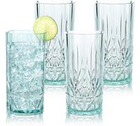 BELLAFORTE Shatterproof Tritan Plastic Drinking Glasses, Set of 4, 18oz- Myrtle Beach Tall Tumbler - Unbreakable Plastic Glasses for Indoor & Outdoor Use - BPA Free - Dishwasher Safe - Teal