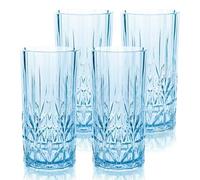 BELLAFORTE Shatterproof Tritan Plastic Drinking Glasses, Set of 4, 18oz - Myrtle Beach Tall Tumbler, Unbreakable Plastic Glasses for Parties, Gifting, New Year - BPA Free - Dishwasher Safe - Blue