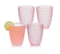 BELLAFORTE Shatterproof Tritan Plastic Short Tumbler, Set of 4, 12 oz - Laguna Beach Drinking Glasses - Unbreakable Glasses for Indoor and Outdoor Use - BPA Free - Pink