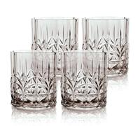 BELLAFORTE Shatterproof Tritan Plastic Short Tumbler, Set of 4, 13oz - Myrtle Beach Unbreakable Drinking Glasses for Whiskey, Crystal Cut Old Fashioned Glass - BPA Free - Dishwasher Safe - Gray