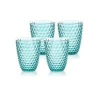 BELLAFORTE Shatterproof Tritan Plastic Short Tumbler, Set of 4, 385ml - Laguna Beach Drinking Glasses - Unbreakable Cups for Indoor and Outdoor Use - BPA Free - Dishwasher Safe - Blue