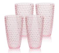 BELLAFORTE Shatterproof Tritan Plastic Tall Tumbler, Set of 4, 19oz - Laguna Beach Drinking Glasses - Unbreakable Tritan Drinking Glasses for Parties - BPA Free - Pink