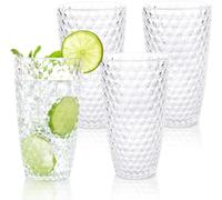 BELLAFORTE Shatterproof Tritan Plastic Tall Tumbler, Set of 4, 19oz - Laguna Beach Drinking Glasses - Unbreakable Tritan Drinking Glasses for Parties - BPA Free - Clear