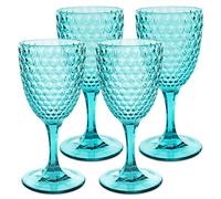 BELLAFORTE - Shatterproof Tritan Plastic Wine Glass, 12oz, Set of 4, Laguna Beach Drinking Glasses - Unbreakable Glassware for Indoor and Outdoor Use - Reusable Drinkware (Blue)