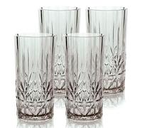 BELLAFORTE Shatterproof Tritan Tall Tumbler, Set of 4, 18oz - Myrtle Beach Drinking Glasses - Unbreakable Plastic Drinking Glasses for Gifting, Parties, New Year - BPA Free - Dishwasher Safe - Gray