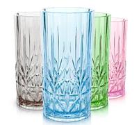 BELLAFORTE Shatterproof Tritan Tall Tumbler, Set of 4, 18oz - Myrtle Beach Glasses Drinking - Unbreakable Plastic Drinking Glasses for Gifting, Parties - BPA Free - Dishwasher Safe - Assorted
