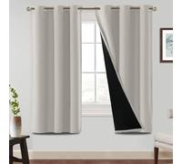 BellaHills 100% Blackout Curtains Eyelet Thermal Insulated Curtains for Living Room Heat and Full Light Blocking Window Treatments with Black Liner 2 Panels, 46 x 72 Inch, Pumice Stone
