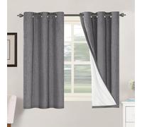 BellaHills 100% Blackout Curtains Faux Linen Eyelet Curtains for Bedroom Living Room Thermal Insulated Burlap Eyelet Curtain & Drapes 2 Panels, 46 x 54 Inch, Grey